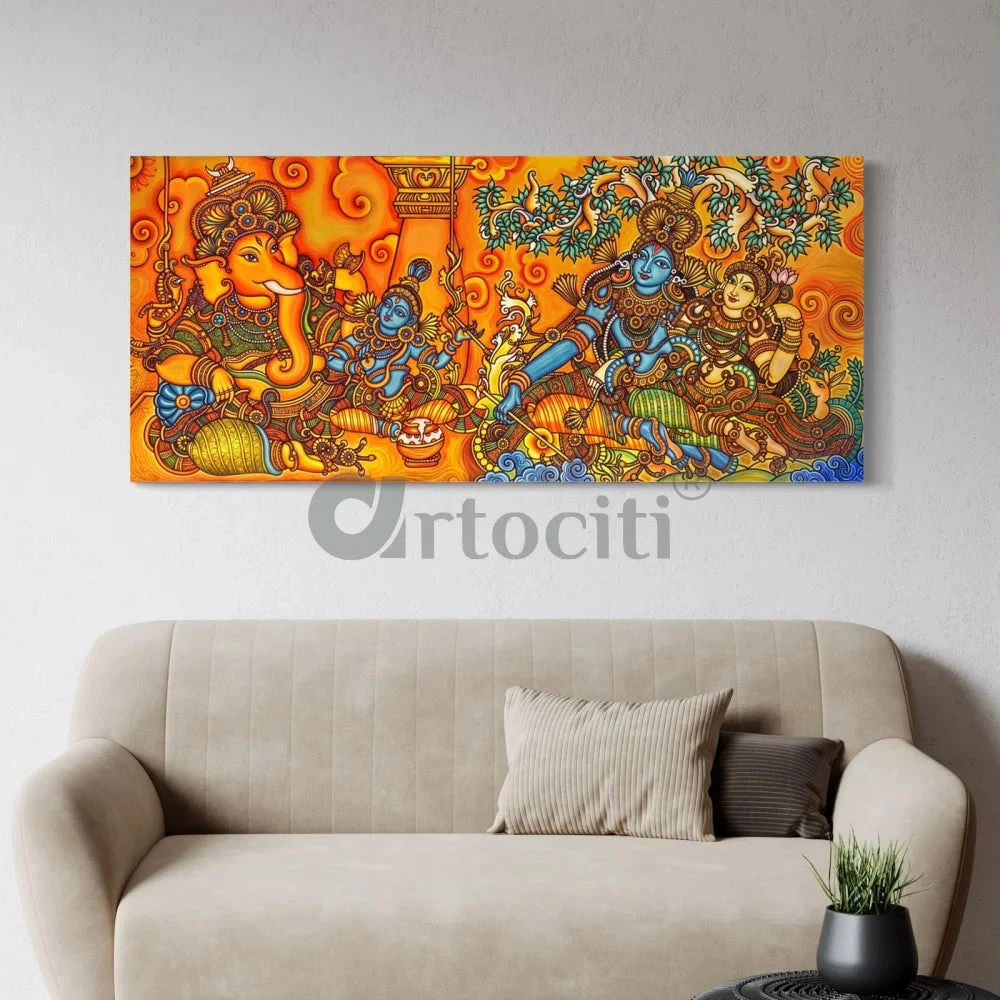 Shiv Parivar Kerala Mural Art Canvas Giclee Print(Shiv Parivar Kerala Mural Art Canvas Giclee Print Elevate Your Space With Timeless Elegance Divine Mastery) 6 Shiv Parivar Kerala Mural Art Canvas Giclee Print(Shiv Parivar Kerala Mural Art Canvas Giclee Print Elevate Your Space With Timeless Elegance Divine Mastery) - Image 4