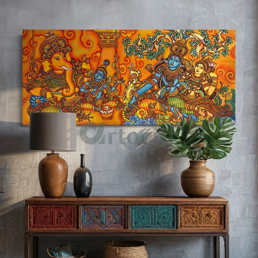 Shiv Parivar Kerala Mural Art Canvas Giclee Print(Shiv Parivar Kerala Mural Art Canvas Giclee Print Elevate Your Space With Timeless Elegance Divine Mastery) 4 Shiv Parivar Kerala Mural Art Canvas Giclee Print(Shiv Parivar Kerala Mural Art Canvas Giclee Print Elevate Your Space With Timeless Elegance Divine Mastery) - Image 2