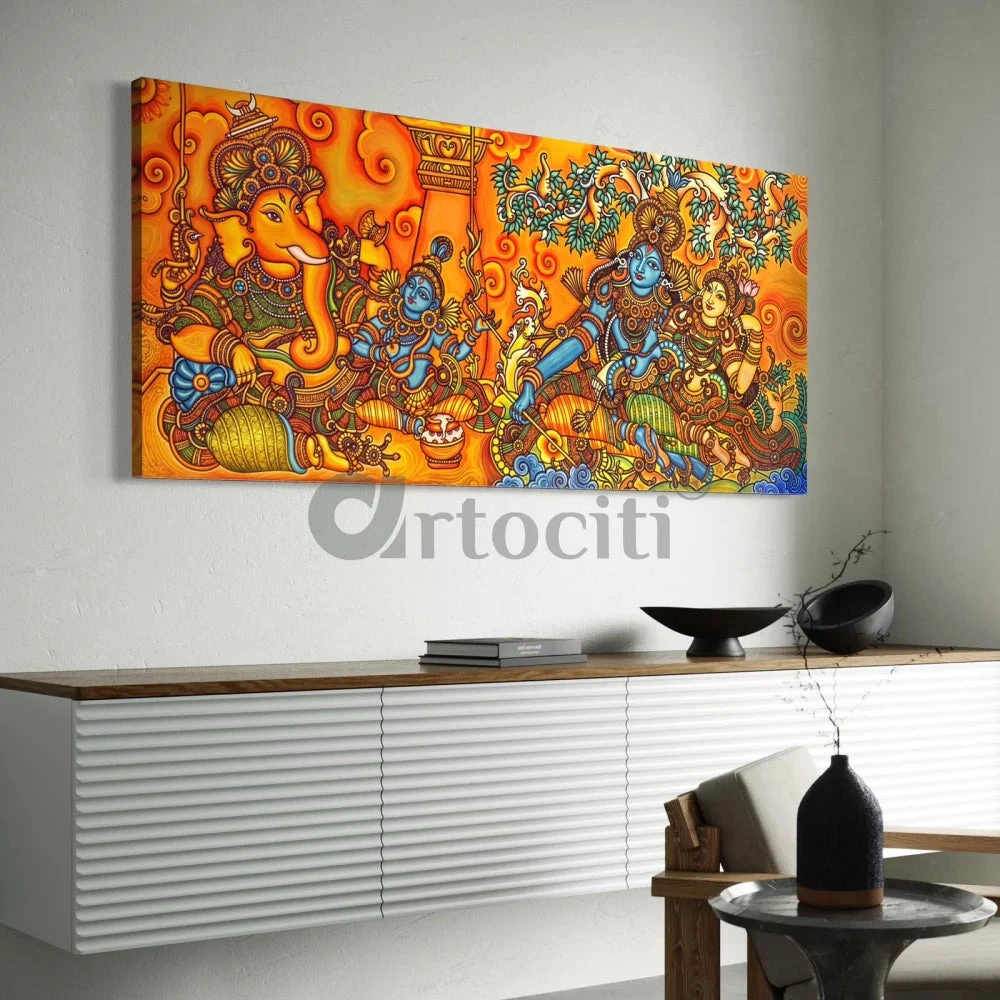 Shiv Parivar Kerala Mural Art Canvas Giclee Print(Shiv Parivar Kerala Mural Art Canvas Giclee Print Elevate Your Space With Timeless Elegance Divine Mastery) 5 Shiv Parivar Kerala Mural Art Canvas Giclee Print(Shiv Parivar Kerala Mural Art Canvas Giclee Print Elevate Your Space With Timeless Elegance Divine Mastery) - Image 3