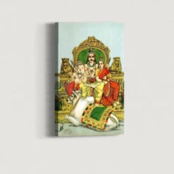 Shiv, Parvati & Ganesha Famous Canvas Painting By Raja Ravi Varma(Shiv Parvati And Ganesha By Raja Ravi Varma Famous Canvas Painting Shiv Family) -Artociti Sale Store shiv parvati ganesha famous canvas painting by raja ravi varma 865