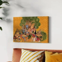 Shiva Parvati Parivar Kerala Mural Art Canvas Giclee Print(Shiva Parvati Parivar Kerala Mural Art Canvas Giclee Print) -Artociti Sale Store shiva parvati parivar kerala mural art canvas giclee print 428