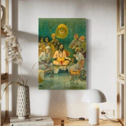 Shivaji Ramdas Bhet By Raja Ravi Varma Famous Canvas Painting(Shivaji Ramdas Bhet By Raja Ravi Varma Famous Canvas Painting) -Artociti Sale Store shivaji ramdas bhet by raja ravi varma famous canvas painting 24x16 inch 130