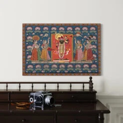 Shreenath Ji Divine Splendor Pichwai Canvas Giclee Print(Divine Splendor Lord Shreenath Ji Pichwai Canvas Giclee Print Elevate Your Space With Spiritual Elegance) -Artociti Sale Store shreenath ji divine splendor pichwai canvas giclee print 30x20 inches 434