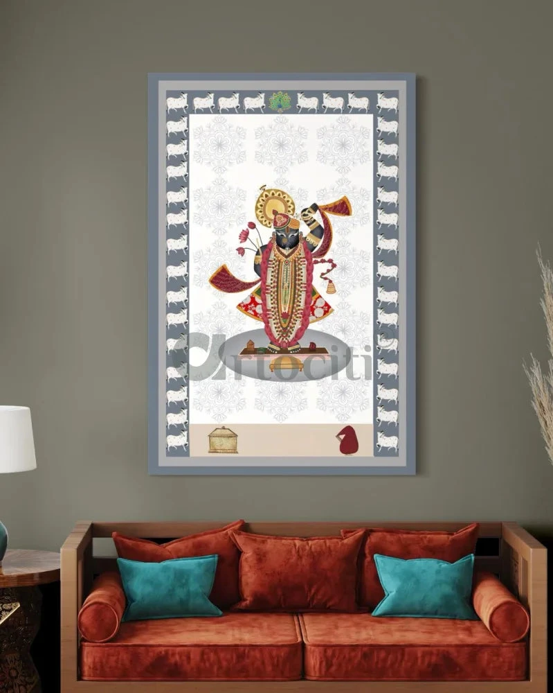 Shreenath Ji Famous Pichwai Canvas Painting (6 Colors)(Elevate Your Space With Lord Shreenath Ji Canvas Giclee Print 6 Stunning Color Choices) 16 Shreenath Ji Famous Pichwai Canvas Painting (6 Colors)(Elevate Your Space With Lord Shreenath Ji Canvas Giclee Print 6 Stunning Color Choices) - Image 14