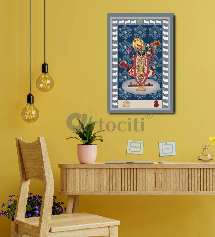 Shreenath Ji Famous Pichwai Canvas Painting (6 Colors)(Elevate Your Space With Lord Shreenath Ji Canvas Giclee Print 6 Stunning Color Choices) 10 Shreenath Ji Famous Pichwai Canvas Painting (6 Colors)(Elevate Your Space With Lord Shreenath Ji Canvas Giclee Print 6 Stunning Color Choices) - Image 8