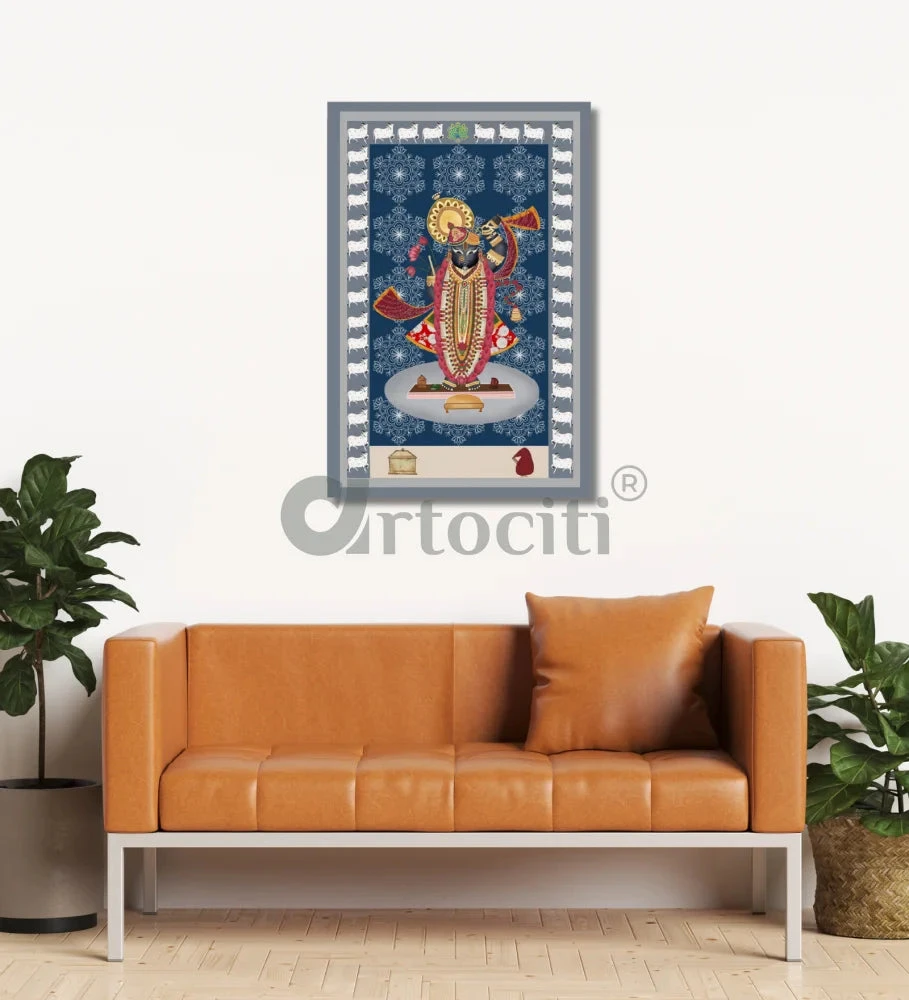 Shreenath Ji Famous Pichwai Canvas Painting (6 Colors)(Elevate Your Space With Lord Shreenath Ji Canvas Giclee Print 6 Stunning Color Choices) 9 Shreenath Ji Famous Pichwai Canvas Painting (6 Colors)(Elevate Your Space With Lord Shreenath Ji Canvas Giclee Print 6 Stunning Color Choices) - Image 7