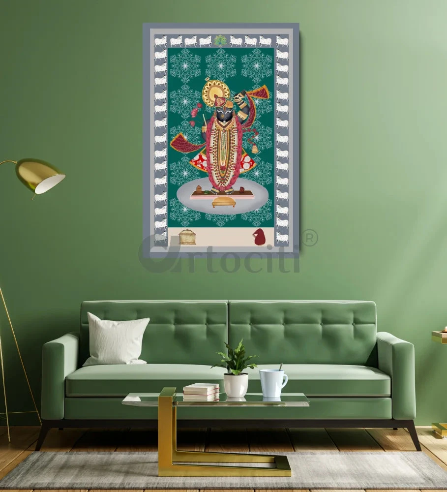 Shreenath Ji Famous Pichwai Canvas Painting (6 Colors)(Elevate Your Space With Lord Shreenath Ji Canvas Giclee Print 6 Stunning Color Choices) 5 Shreenath Ji Famous Pichwai Canvas Painting (6 Colors)(Elevate Your Space With Lord Shreenath Ji Canvas Giclee Print 6 Stunning Color Choices) - Image 3
