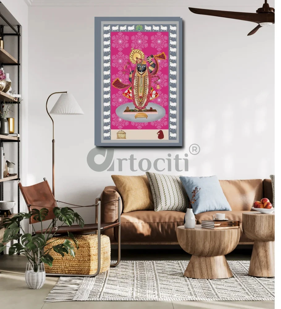 Shreenath Ji Famous Pichwai Canvas Painting (6 Colors)(Elevate Your Space With Lord Shreenath Ji Canvas Giclee Print 6 Stunning Color Choices) 11 Shreenath Ji Famous Pichwai Canvas Painting (6 Colors)(Elevate Your Space With Lord Shreenath Ji Canvas Giclee Print 6 Stunning Color Choices) - Image 9