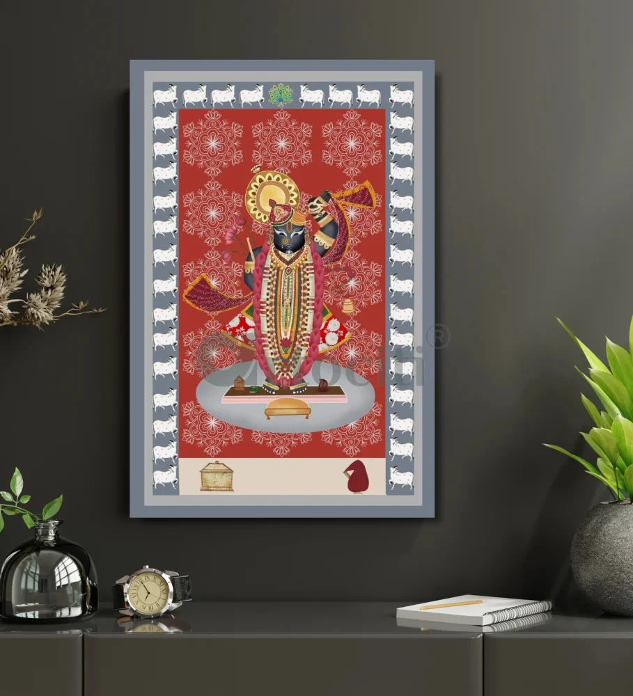 Shreenath Ji Famous Pichwai Canvas Painting (6 Colors)(Elevate Your Space With Lord Shreenath Ji Canvas Giclee Print 6 Stunning Color Choices) 3 Shreenath Ji Famous Pichwai Canvas Painting (6 Colors)(Elevate Your Space With Lord Shreenath Ji Canvas Giclee Print 6 Stunning Color Choices)