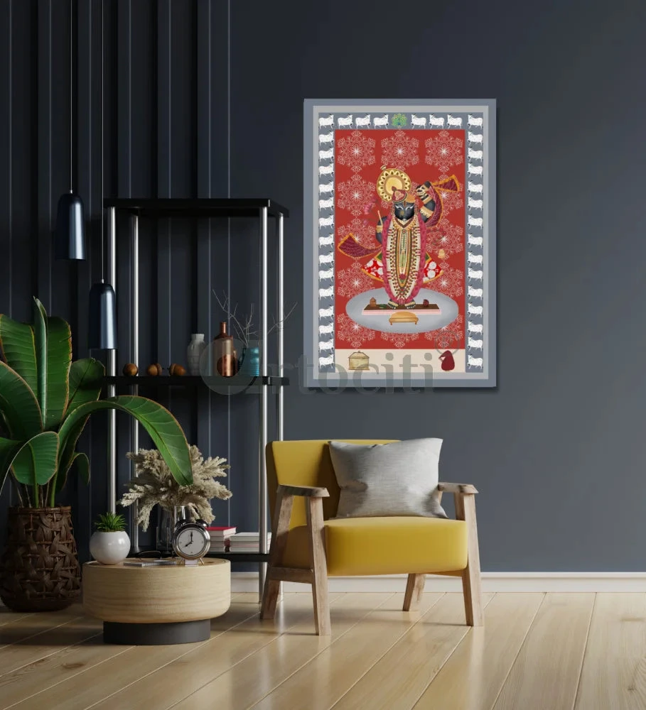 Shreenath Ji Famous Pichwai Canvas Painting (6 Colors)(Elevate Your Space With Lord Shreenath Ji Canvas Giclee Print 6 Stunning Color Choices) 4 Shreenath Ji Famous Pichwai Canvas Painting (6 Colors)(Elevate Your Space With Lord Shreenath Ji Canvas Giclee Print 6 Stunning Color Choices) - Image 2