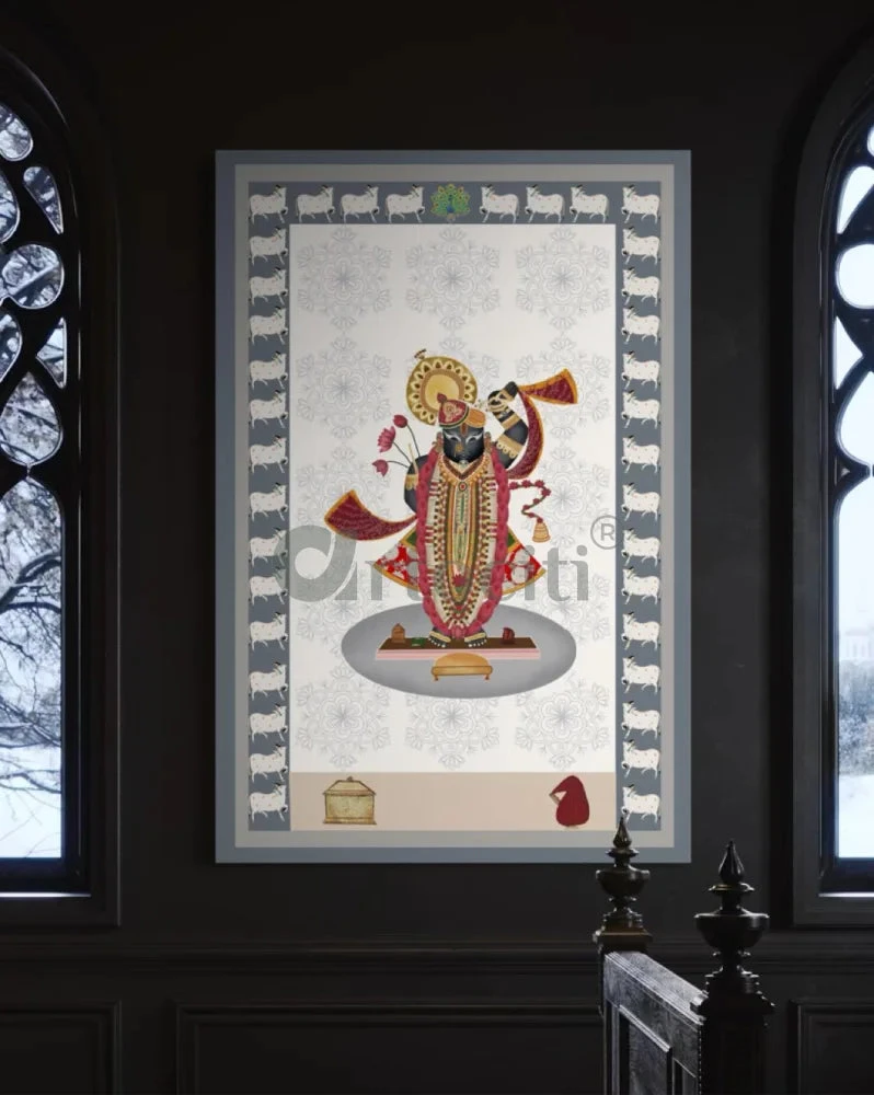 Shreenath Ji Famous Pichwai Canvas Painting (6 Colors)(Elevate Your Space With Lord Shreenath Ji Canvas Giclee Print 6 Stunning Color Choices) 14 Shreenath Ji Famous Pichwai Canvas Painting (6 Colors)(Elevate Your Space With Lord Shreenath Ji Canvas Giclee Print 6 Stunning Color Choices) - Image 12