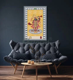 Shreenath Ji Famous Pichwai Canvas Painting (6 Colors)(Elevate Your Space With Lord Shreenath Ji Canvas Giclee Print 6 Stunning Color Choices) 24 Shreenath Ji Famous Pichwai Canvas Painting (6 Colors)(Elevate Your Space With Lord Shreenath Ji Canvas Giclee Print 6 Stunning Color Choices) -Artociti Sale Store shreenath ji famous pichwai canvas painting 6 colors yellow 30x20inches 469