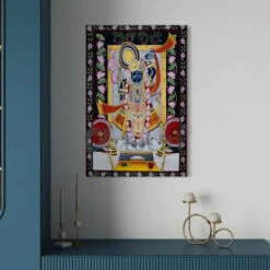 Shreenath Ji Pichwai Lotus Canvas Giclee Print(Elevate Your Space With Divine Elegance Shreenath Ji Pichwai Lotus Canvas Giclee Print) -Artociti Sale Store shreenath ji pichwai lotus canvas giclee print 24x16 inches 900