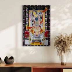 Shreenath Ji Pichwai Lotus Canvas Giclee Print(Elevate Your Space With Divine Elegance Shreenath Ji Pichwai Lotus Canvas Giclee Print)