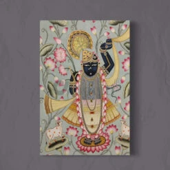 Shreenath Ji Pichwai Unique Canvas Giclee Print(Shreenath Ji Pichwai Unique Style Canvas Giclee Print Spiritual Elegance For Your Space)