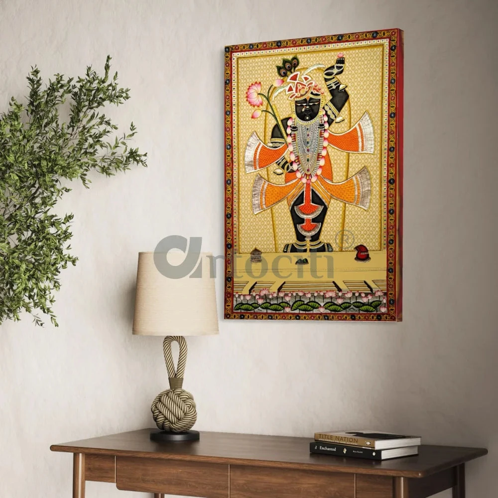 Shreenath Ji Pichwai: Yellow Lotus Bliss Canvas Print(Shreenath Ji Pichwai Yellow Lotus Bliss Canvas Print) 6 Shreenath Ji Pichwai: Yellow Lotus Bliss Canvas Print(Shreenath Ji Pichwai Yellow Lotus Bliss Canvas Print) - Image 4