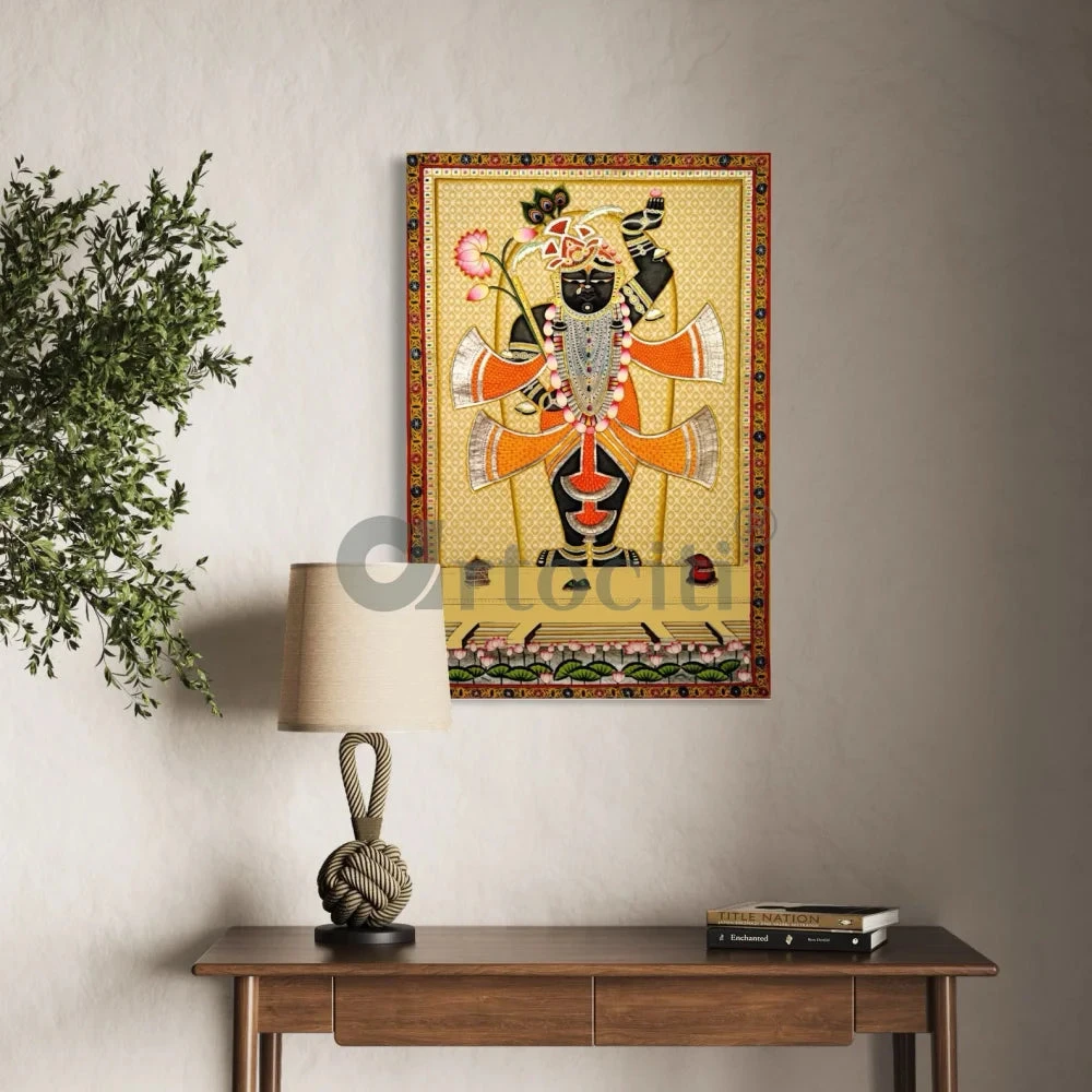 Shreenath Ji Pichwai: Yellow Lotus Bliss Canvas Print(Shreenath Ji Pichwai Yellow Lotus Bliss Canvas Print) 3 Shreenath Ji Pichwai: Yellow Lotus Bliss Canvas Print(Shreenath Ji Pichwai Yellow Lotus Bliss Canvas Print)