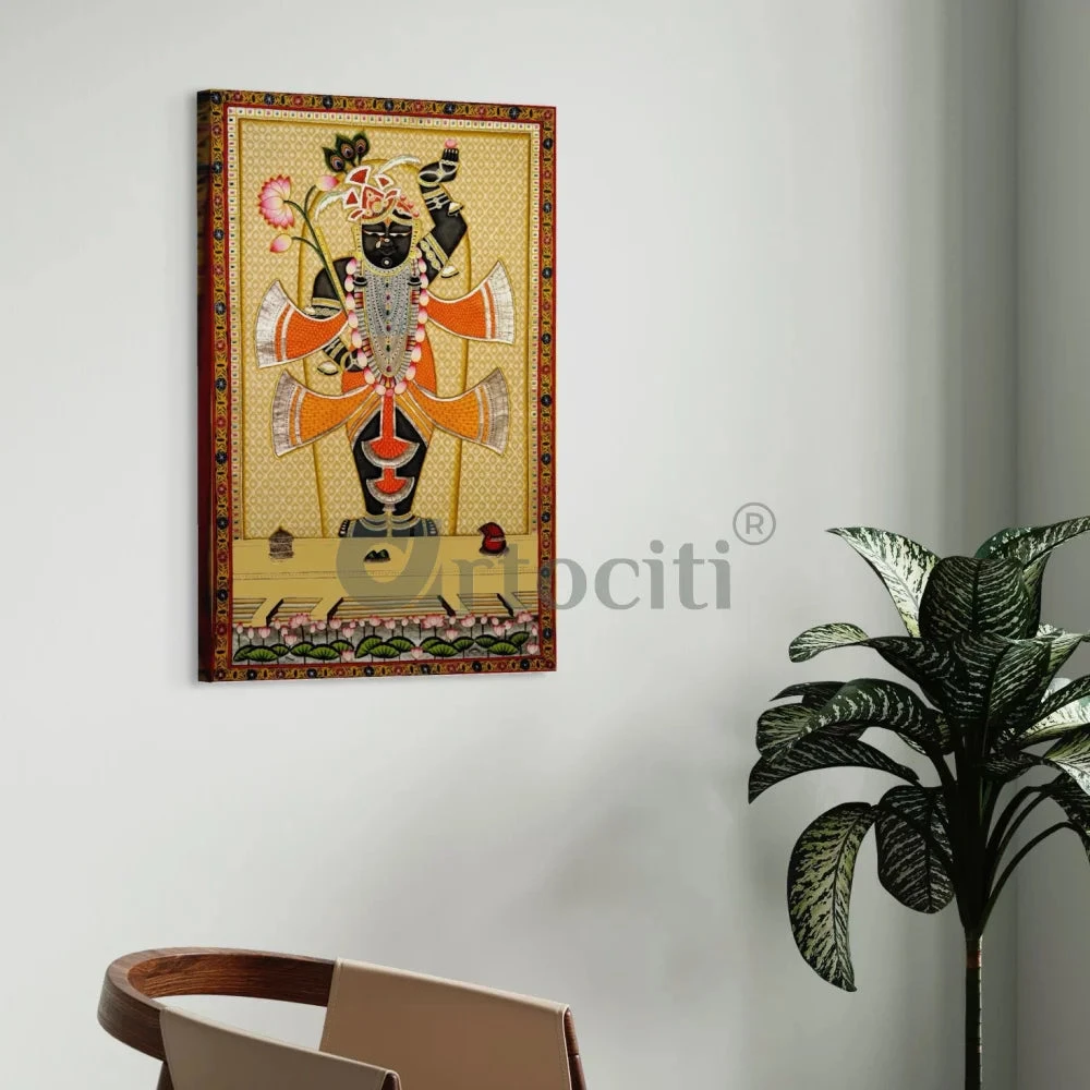 Shreenath Ji Pichwai: Yellow Lotus Bliss Canvas Print(Shreenath Ji Pichwai Yellow Lotus Bliss Canvas Print) 7 Shreenath Ji Pichwai: Yellow Lotus Bliss Canvas Print(Shreenath Ji Pichwai Yellow Lotus Bliss Canvas Print) - Image 5