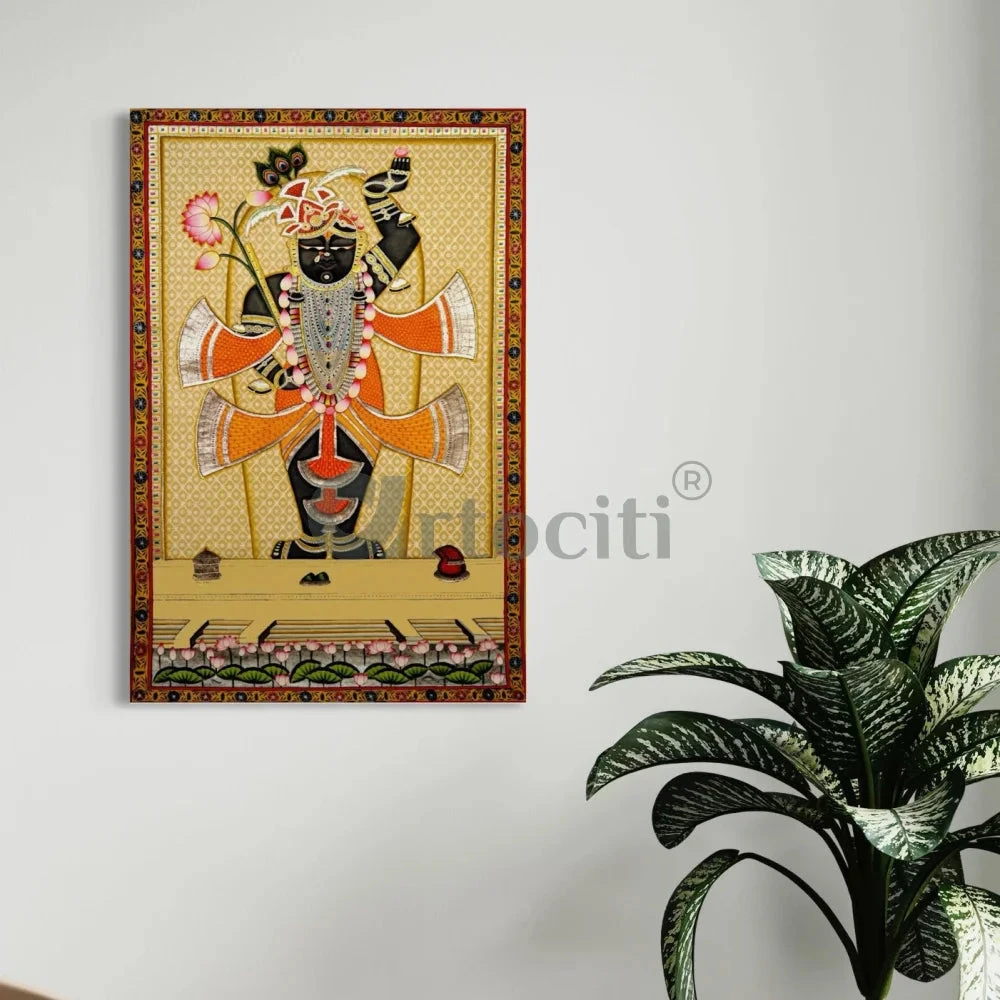 Shreenath Ji Pichwai: Yellow Lotus Bliss Canvas Print(Shreenath Ji Pichwai Yellow Lotus Bliss Canvas Print) 4 Shreenath Ji Pichwai: Yellow Lotus Bliss Canvas Print(Shreenath Ji Pichwai Yellow Lotus Bliss Canvas Print) - Image 2