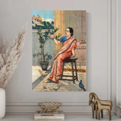 Sita From The Ramayan By Raja Ravi Varma Famous Canvas Painting(Sita Probably From The Ramayan By Raja Ravi Varma Famous Canvas Painting)