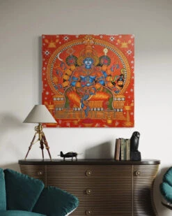 Sree Badhrakali Maa Kerala Mural Canvas Giclee Print(Sree Badhrakali Maa Kerala Mural Canvas Giclee Print) -Artociti Sale Store sree badhrakali maa kerala mural canvas giclee print 20x20 inch 592