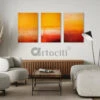 Sunset Radiance - Set Of 3 Orange & Yellow Canvas Paintings(Sunset Radiance Set Of 3 Orange And Yellow Canvas Paintings Ready To Hang) -Artociti Sale Store sunset radiance set of 3 orange yellow canvas paintings 18x12 inches 853