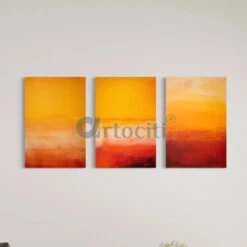 Sunset Radiance - Set Of 3 Orange & Yellow Canvas Paintings(Sunset Radiance Set Of 3 Orange And Yellow Canvas Paintings Ready To Hang) -Artociti Sale Store sunset radiance set of 3 orange yellow canvas paintings 794