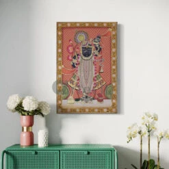 Swaroop Shreenath Ji Pichwai Canvas Giclee Print(Swaroop Shreenath Ji Pichwai Canvas Giclee Print Spiritual Elegance For Your) -Artociti Sale Store swaroop shreenath ji pichwai canvas giclee print 18x12 inch 458