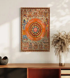Ten Mahavidyas With Serpent Coiled Shri Yantra Madhubani Painting | Shiv Vivah(Mystical Fusion Ten Mahavidyas With Serpent Coiled Shri Yantra Shiva And Sakti Madhubani Painting Canvas Print) -Artociti Sale Store ten mahavidyas with serpent coiled shri yantra madhubani painting shiv vivah 601