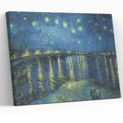 The Starry Night Over The Rhone By Vincent Van Gogh Large Size Canvas Painting(The Starry Night Over The Rhone By Vincent Van Gogh Large Size 22x28 Inches Canvas Painting High Quality Giclee Print Ready To Hang) -Artociti Sale Store the starry night over rhone by vincent van gogh large size canvas painting 22x28 inch 623