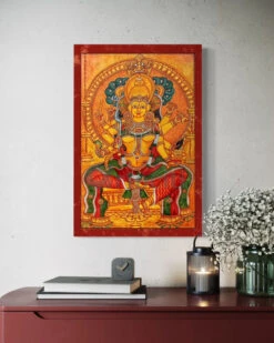Thirumandhamkunnu Bhagavathy Kerala Mural Canvas Giclee Print(Thirumandhamkunnu Bhagavathy Kerala Mural Canvas Giclee Print) -Artociti Sale Store thirumandhamkunnu bhagavathy kerala mural canvas giclee print 18x12 inch 918