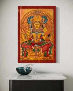 Thirumandhamkunnu Bhagavathy Kerala Mural Canvas Giclee Print(Thirumandhamkunnu Bhagavathy Kerala Mural Canvas Giclee Print) -Artociti Sale Store thirumandhamkunnu bhagavathy kerala mural canvas giclee print 24x16 inch 784