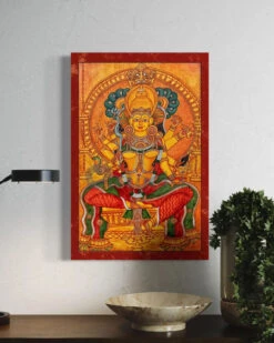 Thirumandhamkunnu Bhagavathy Kerala Mural Canvas Giclee Print(Thirumandhamkunnu Bhagavathy Kerala Mural Canvas Giclee Print) -Artociti Sale Store thirumandhamkunnu bhagavathy kerala mural canvas giclee print 489