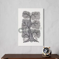 Artociti Sale Store -Artociti Sale Store tree of life gond art monochrome canvas giclee print 872