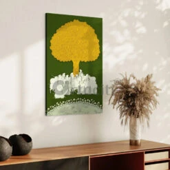 Tree Of Life Green Yellow Pichwai Canvas Print(Tree Of Life Green Yellow Pichwai Canvas Print A Timeless Fusion Of Art And Nature) -Artociti Sale Store tree of life green yellow pichwai canvas print 30x20 inches 961