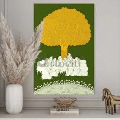 Tree Of Life Green Yellow Pichwai Canvas Print(Tree Of Life Green Yellow Pichwai Canvas Print A Timeless Fusion Of Art And Nature) -Artociti Sale Store tree of life green yellow pichwai canvas print 705
