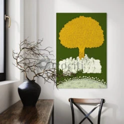 Tree Of Life Green Yellow Pichwai Canvas Print(Tree Of Life Green Yellow Pichwai Canvas Print A Timeless Fusion Of Art And Nature) -Artociti Sale Store tree of life green yellow pichwai canvas print 714