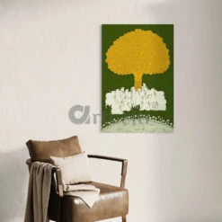 Tree Of Life Green Yellow Pichwai Canvas Print(Tree Of Life Green Yellow Pichwai Canvas Print A Timeless Fusion Of Art And Nature) -Artociti Sale Store tree of life green yellow pichwai canvas print 816