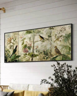 Tropical Botanical Canvas Painting With Birds Modern Abstract Art(Tropical Botanical Canvas Painting With Birds Modern Abstract Art) 17 Tropical Botanical Canvas Painting With Birds Modern Abstract Art(Tropical Botanical Canvas Painting With Birds Modern Abstract Art) -Artociti Sale Store tropical botanical canvas painting with birds modern abstract art 72x30 inches floating frame black 893
