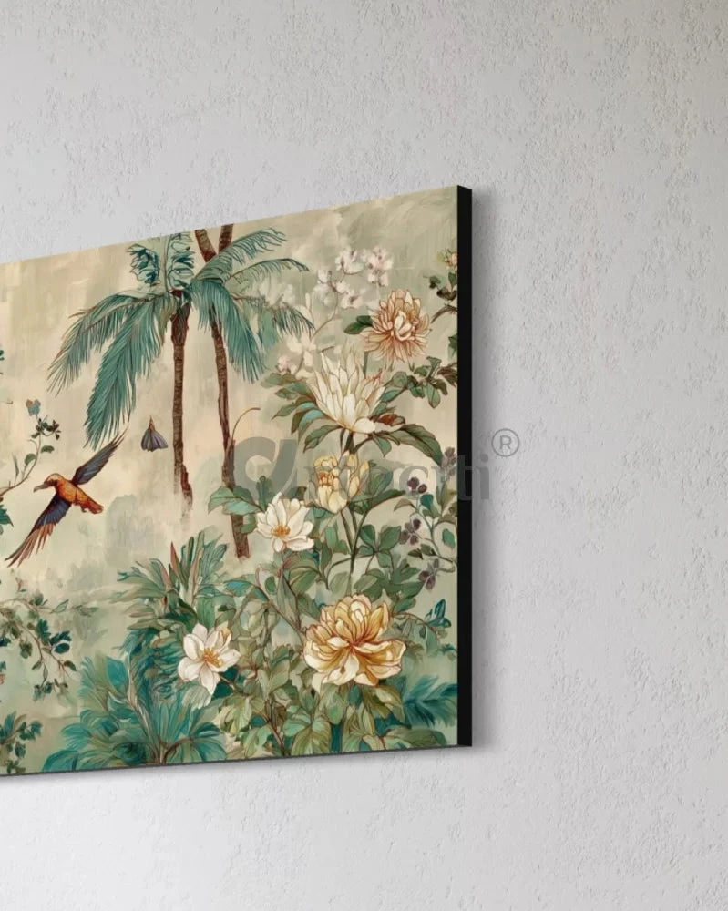 Tropical Botanical Canvas Painting With Birds Modern Abstract Art(Tropical Botanical Canvas Painting With Birds Modern Abstract Art) 4 Tropical Botanical Canvas Painting With Birds Modern Abstract Art(Tropical Botanical Canvas Painting With Birds Modern Abstract Art) - Image 2