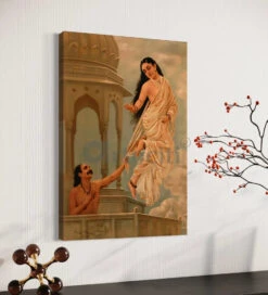 Urvashi Flying To Heaven - Raja Ravi Varma Famous Canvas Painting(Urvashi Flying Off To Heaven While Pururavas Tries To Stop Her By Raja Ravi Varma) -Artociti Sale Store urvashi flying to heaven raja ravi varma famous canvas painting white 30x20 inches verma 154