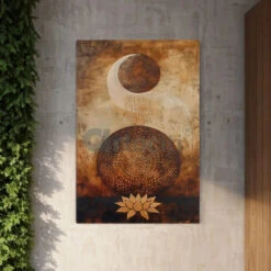 Vairagyam Moon Raising With Lotus Modern Abstract Canvas Giclee Print(Vairagyam Moon Raising With Lotus Modern Abstract Canvas Giclee Print)