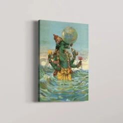 Varaha Avatar The Boar By Raja Ravi Varma Famous Canvas Painting(Varaha Avatar The Boar By Raja Ravi Varma Famous Canvas Painting) -Artociti Sale Store varaha avatar the boar by raja ravi varma famous canvas painting 832