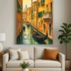 Venetian Canal Modern Abstract Canvas Painting(Venetian Canal Modern Abstract Canvas Painting) -Artociti Sale Store venetian canal modern abstract canvas painting 18x12 inches 338