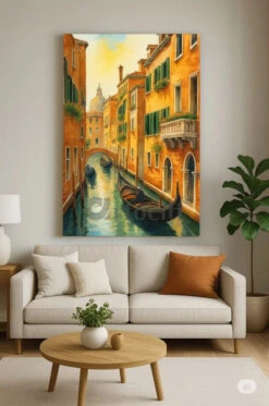 Venetian Canal Modern Abstract Canvas Painting(Venetian Canal Modern Abstract Canvas Painting)