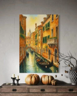 Venetian Canal Modern Abstract Canvas Painting(Venetian Canal Modern Abstract Canvas Painting) -Artociti Sale Store venetian canal modern abstract canvas painting 48x32 inches 801