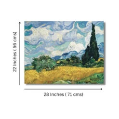 Wheatfield With Cypresses By Vincent Van Gogh Canvas Painting(Wheatfield With Cypresses By Vincent Van Gogh Large Size 28x22 Inches Canvas Painting High Quality Giclee Print Ready To Hang) -Artociti Sale Store wheatfield with cypresses by vincent van gogh canvas painting 22x28 inch 690