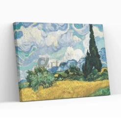 Wheatfield With Cypresses By Vincent Van Gogh Canvas Painting(Wheatfield With Cypresses By Vincent Van Gogh Large Size 28x22 Inches Canvas Painting High Quality Giclee Print Ready To Hang) -Artociti Sale Store wheatfield with cypresses by vincent van gogh canvas painting 22x28 inch 782