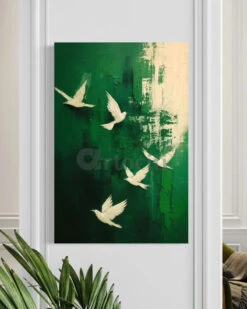 White Birds Flying On Green Background Modern Abstract Canvas Painting(White Birds Flying On Green Background Modern Abstract Canvas Painting) 12 White Birds Flying On Green Background Modern Abstract Canvas Painting(White Birds Flying On Green Background Modern Abstract Canvas Painting) -Artociti Sale Store white birds flying on green background modern abstract canvas painting 30x20 inch 149
