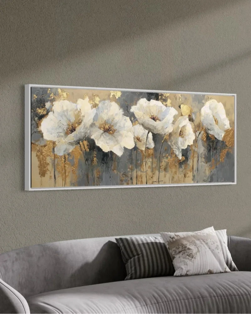 White Floral Design With Gold Accents Modern Abstract Canvas Painting(White Floral Design With Gold Accents Modern Abstract Canvas Painting) 6 White Floral Design With Gold Accents Modern Abstract Canvas Painting(White Floral Design With Gold Accents Modern Abstract Canvas Painting) - Image 4